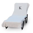 thumbnail image 1 of Luxury Hotel & Spa Monogrammed Pool Chaise Lounge Cover, Block Letter Embroidered Towel - Extra Absorbent 100% Turkish Cotton- Soft Terry Finish - Hotel-Style, Standard Size - White - Black Letter K, 1 of 1