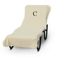 thumbnail image 1 of Luxury Hotel & Spa Monogrammed Pool Chaise Lounge Cover, Block Letter Embroidered Towel - Extra Absorbent 100% Turkish Cotton- Soft Terry Finish - Hotel-Style, Standard Size - Beige - Black Letter C, 1 of 1