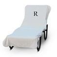 thumbnail image 1 of Luxury Hotel & Spa Monogrammed Pool Chaise Lounge Cover, Block Letter Embroidered Towel - Extra Absorbent 100% Turkish Cotton- Soft Terry Finish - Hotel-Style, Standard Size - White - Black Letter R, 1 of 1
