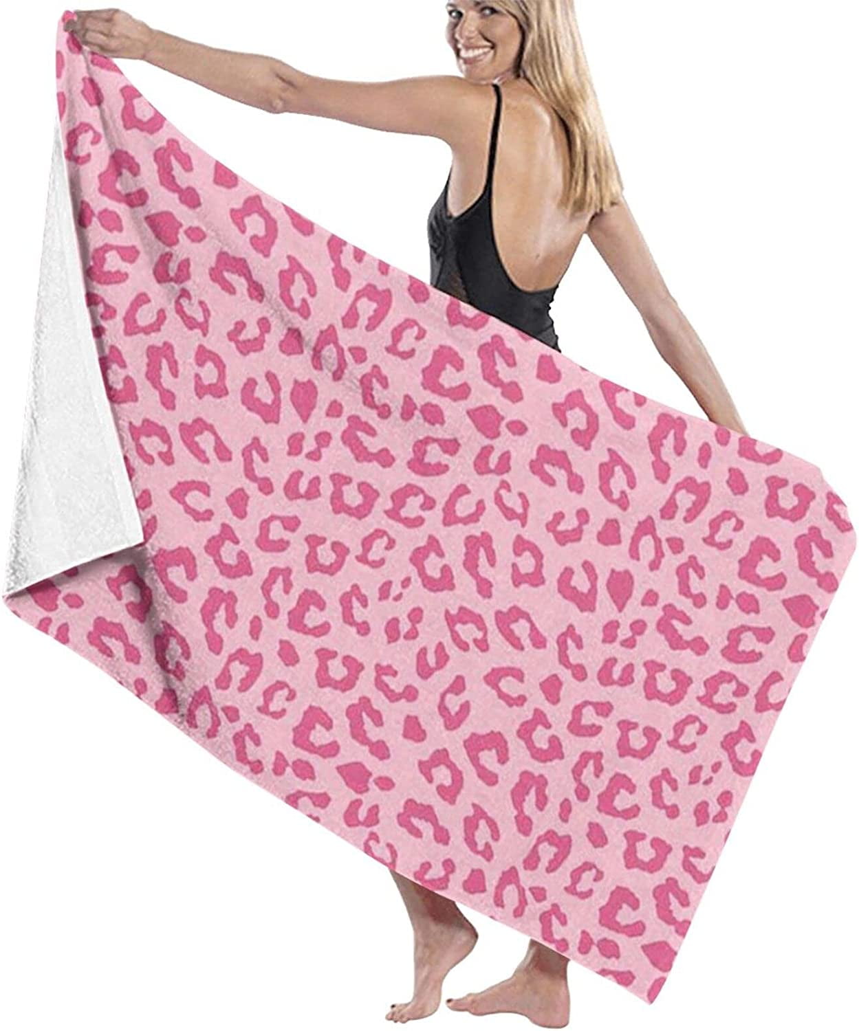 Luxury Hotel & Spa Pink Cheetah Leopard Bath Towel Soft Oversized Ultra Absorbent Quick Dry Beach Towel