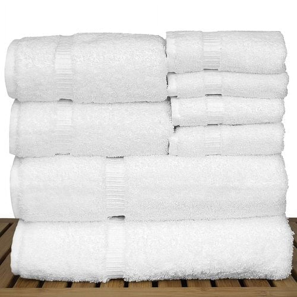 Luxury Hotel & Spa Quality, Highly Absorbent 100% Turkish Cotton, 750+ GSM, Eco Friendly Towel, Bathroom and Kitchen Dobby Border Towels, 2 Bath Towel, 2 Hand Towel, 4 Washcloths (8 Piece, White)