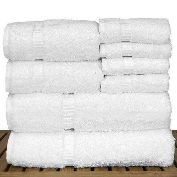 Luxury Hotel & Spa Quality, Highly Absorbent 100% Turkish Cotton, 750+ GSM, Eco Friendly Towel, Bathroom and Kitchen Dobby Border Towels, 2 Bath Towel, 2 Hand Towel, 4 Washcloths (8 Piece, White)
