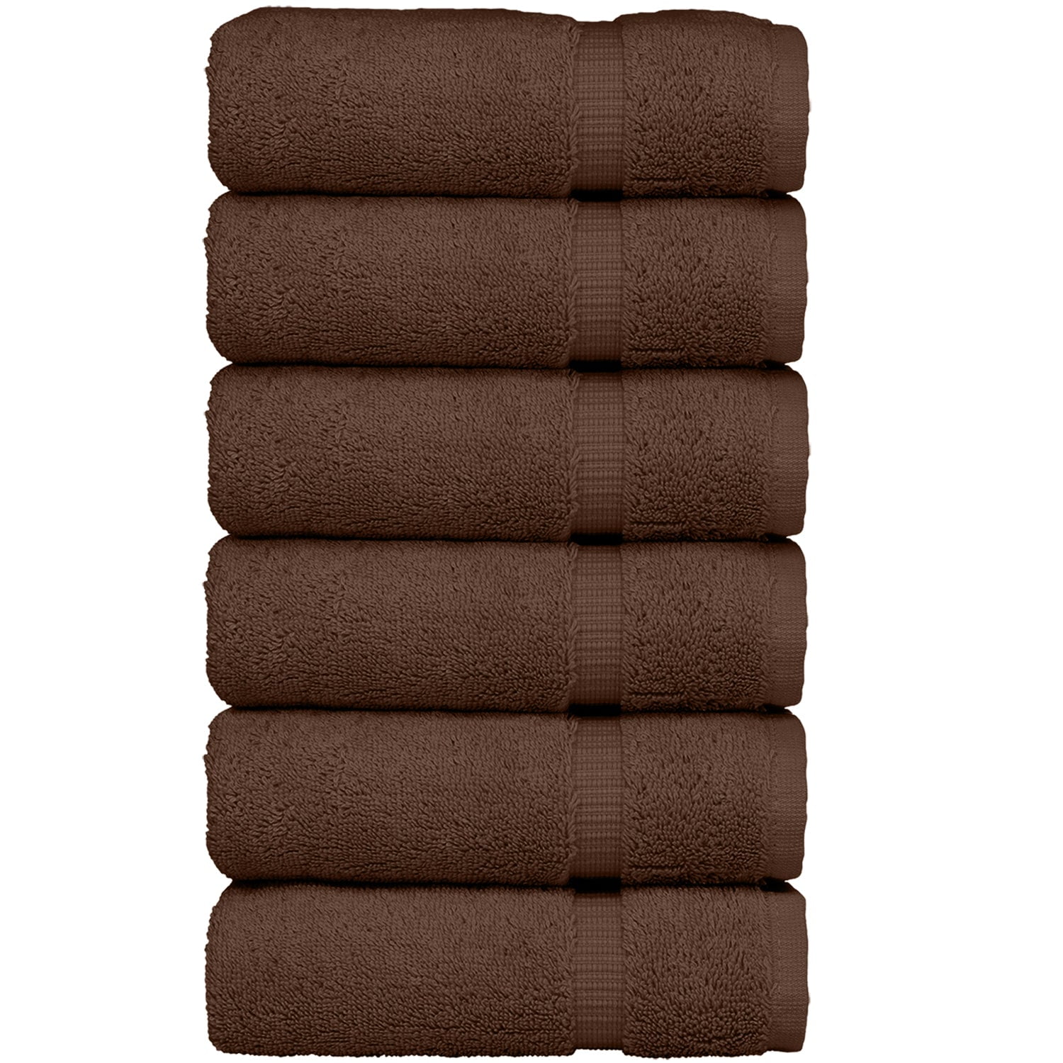 Luxury Hotel & Spa Quality, Quick Dry 100% Turkish Cotton 700 GSM, Eco Friendly Towel, for Bathroom, Gymand Kitchen Dobby Border Soft Hand Towel Set 16 X 30, Cocoa, Hand Towels - Set of 6