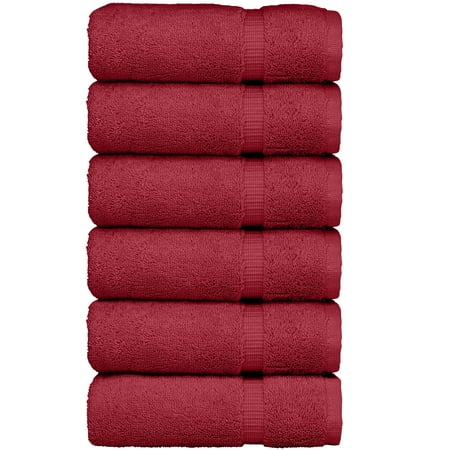Luxury Hotel & Spa Quality, Quick Dry 100% Turkish Cotton 700 GSM, Eco Friendly Towel, for Bathroom, Gymand Kitchen Dobby Border Soft Hand Towel Set 16 X 30, Cranberry, Hand Towels - Set of 6