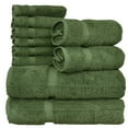 thumbnail image 1 of Luxury Hotel & Spa Quality, Quick Dry 100% Turkish Cotton, 700 GSM, Eco Friendly Towel, Bathroom and Kitchen Dobby Border Towels, 2-Bath Towel, 2-Hand Towel, 6-Washcloth (Bundle Set of 10, Moss), 1 of 3