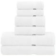 thumbnail image 1 of Luxury Hotel & Spa Quality, Quick Dry 100% Turkish Cotton, 700 GSM, Eco Friendly Towel, Bathroom and Kitchen Dobby Border Towels, 2-Bath Towel, 2-Hand Towel, 2-Washcloth (Bundle Set of 6, White), 1 of 5