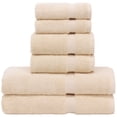 thumbnail image 1 of Luxury Hotel & Spa Quality, Quick Dry 100% Turkish Cotton, 700 GSM, Eco Friendly Towel, Bathroom and Kitchen Dobby Border Towels, 2-Bath Towel, 2-Hand Towel, 2-Washcloth (Bundle Set of 6, Beige), 1 of 4