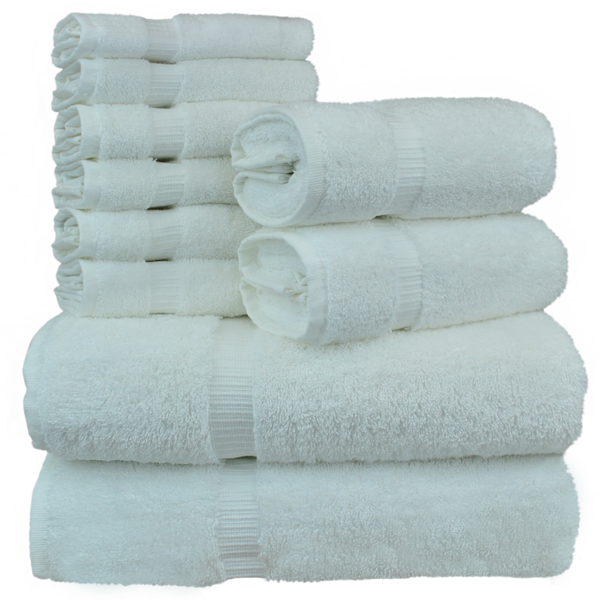 Luxury White Turkish Cotton 10-Piece Bath Towel Set