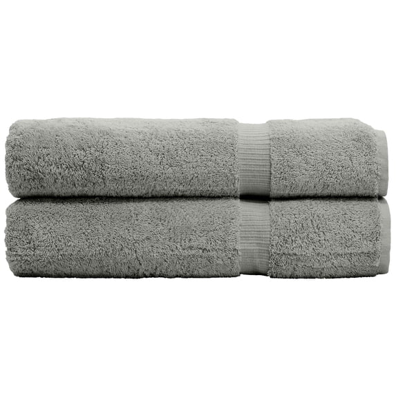 Luxury Hotel & Spa Quality, Quick Dry 100% Turkish Cotton 700 GSM, Eco Friendly Towel, for Bathroom Oversize Dobby Border Bath Towels 35 X 70 (Bath Sheet Towel Set of 2, Gray )