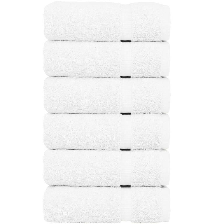 Bare Cotton Luxury Hotel & Spa Towel 100% Genuine Turkish Cotton Hand Towels, White - Set of 6