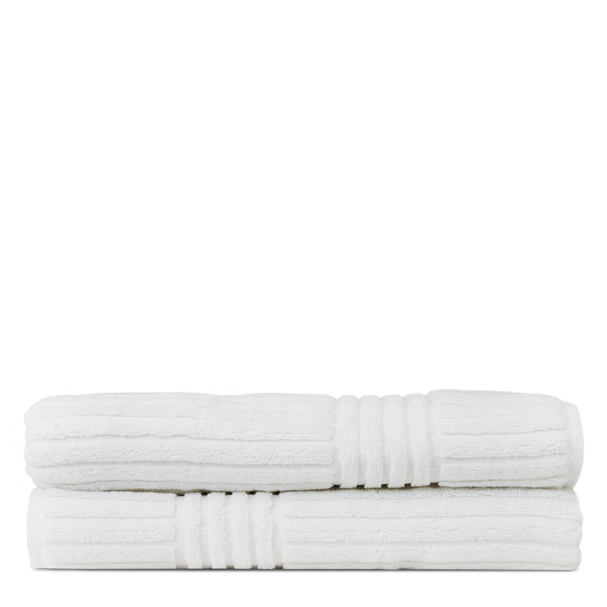 Luxury White Turkish Cotton Ribbed Bath Towel Set