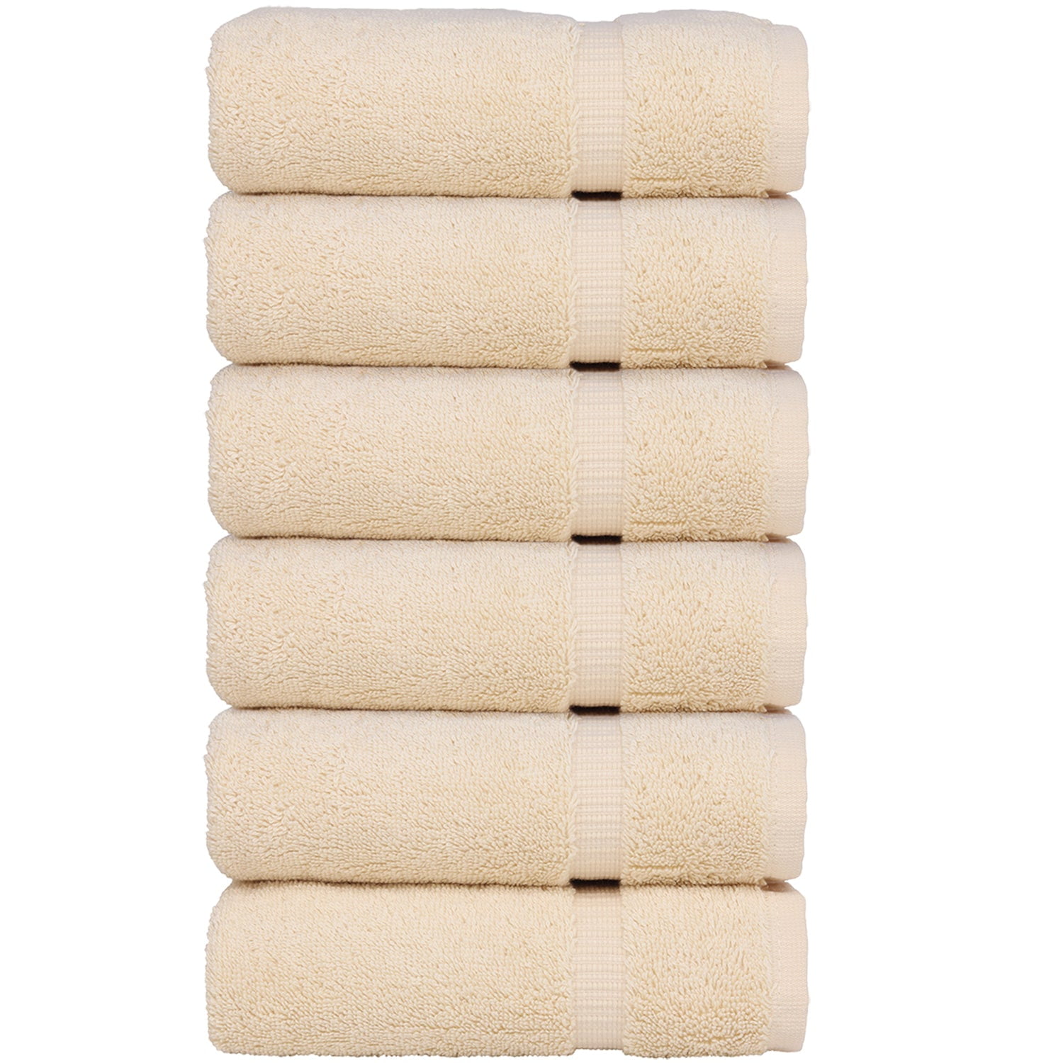 Luxury Hotel & Spa Towel Turkish Cotton Hand Towels - Beige - Dobby Border - Set of 6