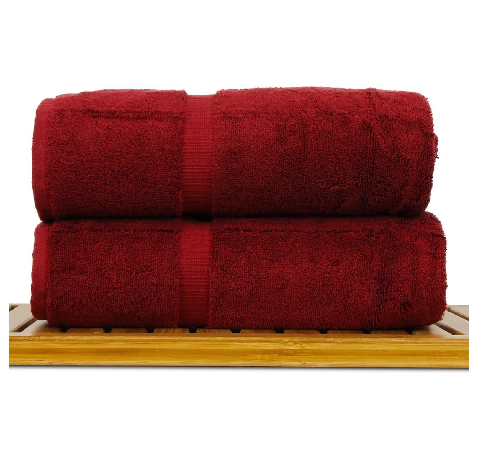 Luxury Hotel & Spa Ultra Soft Bath Towels 100% Turkish Cotton - Cranberry - Set of 2