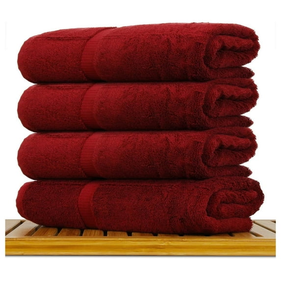 Luxury Hotel & Spa Ultra Soft Bath Towels 100% Turkish Cotton - Cranberry - Set of 4