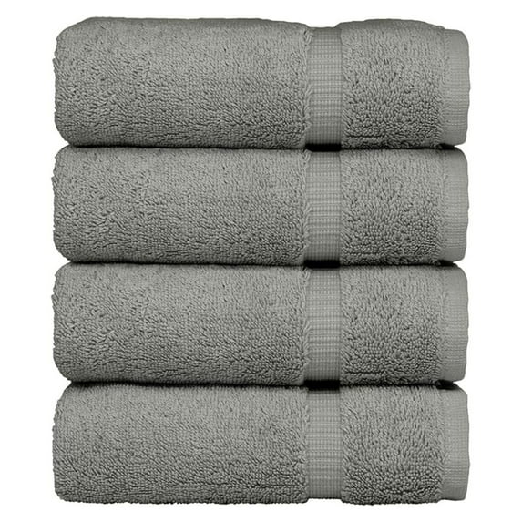 Luxury Hotel & Spa Ultra Soft Hand Towels 100% Turkish Cotton - Gray - Set of 4