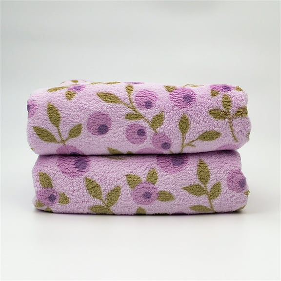 Luxury Hotel-Style Bath Towel - Purple - The Coral Fleece Printed Towel Features A Soft And Texture That Dries Quickly And The Skin