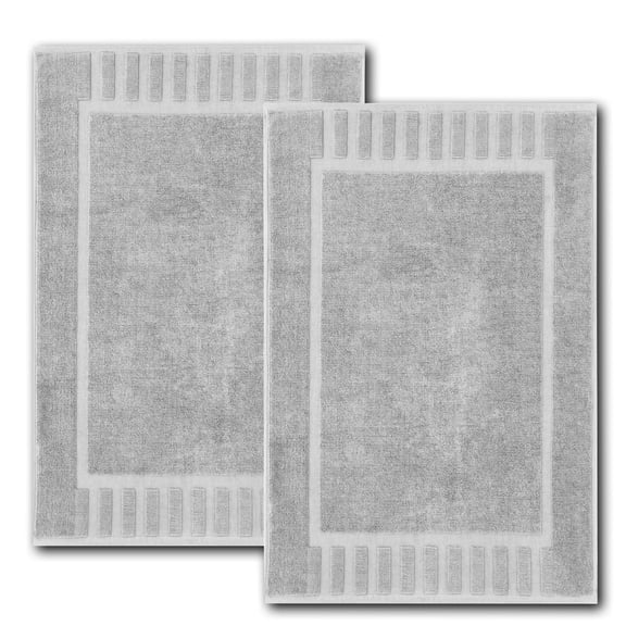 White Classic Hotel Collection Absorbent Cotton Bath Mats, Spa Reversible Floor Towels, not a Bathroom Rug, Dolphin Gray, 22 x 34, 2 Pack