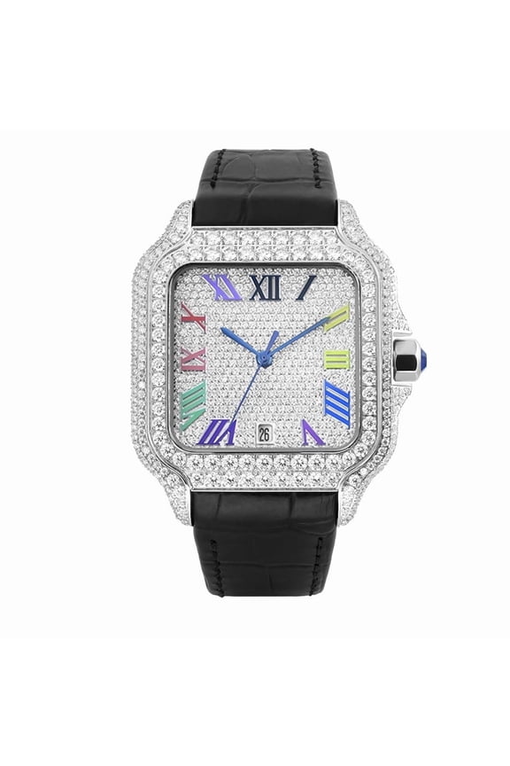 Luxury Iced Out Moissanite Watch, Stainless Steel Bezel VVS Diamond Mechanical Wristwatch