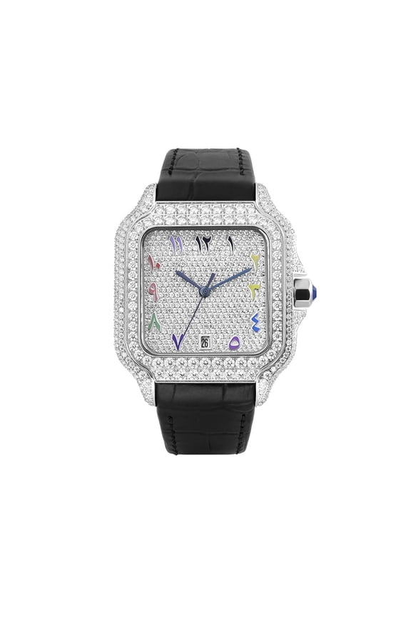 Luxury Iced Out Moissanite Watch, Stainless Steel Bezel VVS Diamond Mechanical Wristwatch