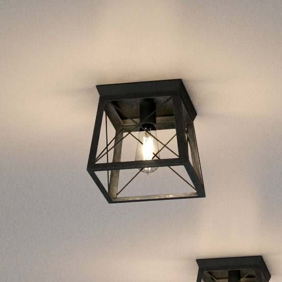 Luxury Industrial Ceiling Light, 7.625H x 9.5W, with Modern Farmhouse Style, Midnight Black, UHP3923 by Urban Ambiance