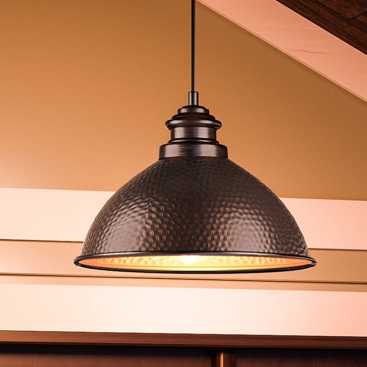 Olde Bronze Industrial Outdoor Pendant Light with Hammered Dome
