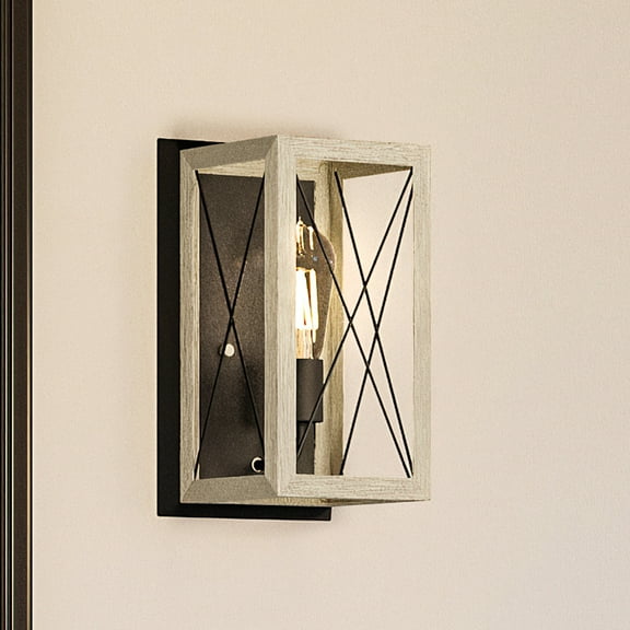 Luxury Industrial Wall Sconce, 12H x 6.875W, with Modern Farmhouse Style, Charcoal, UHP3911 by Urban Ambiance