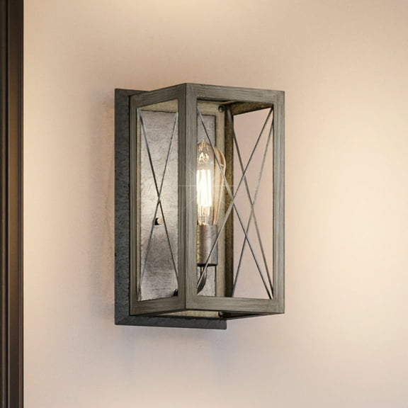Luxury Industrial Wall Sconce, 12H x 6.875W, with Modern Farmhouse Style, Galvanized Steel, UHP3918 by Urban Ambiance
