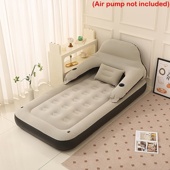Luxury Inflatable Bed Mattress with Built-In Headboard & Pillow, Portable Foldable Sleeping Pad for Camping, Vacation & Summer Travel, Pump Not Included