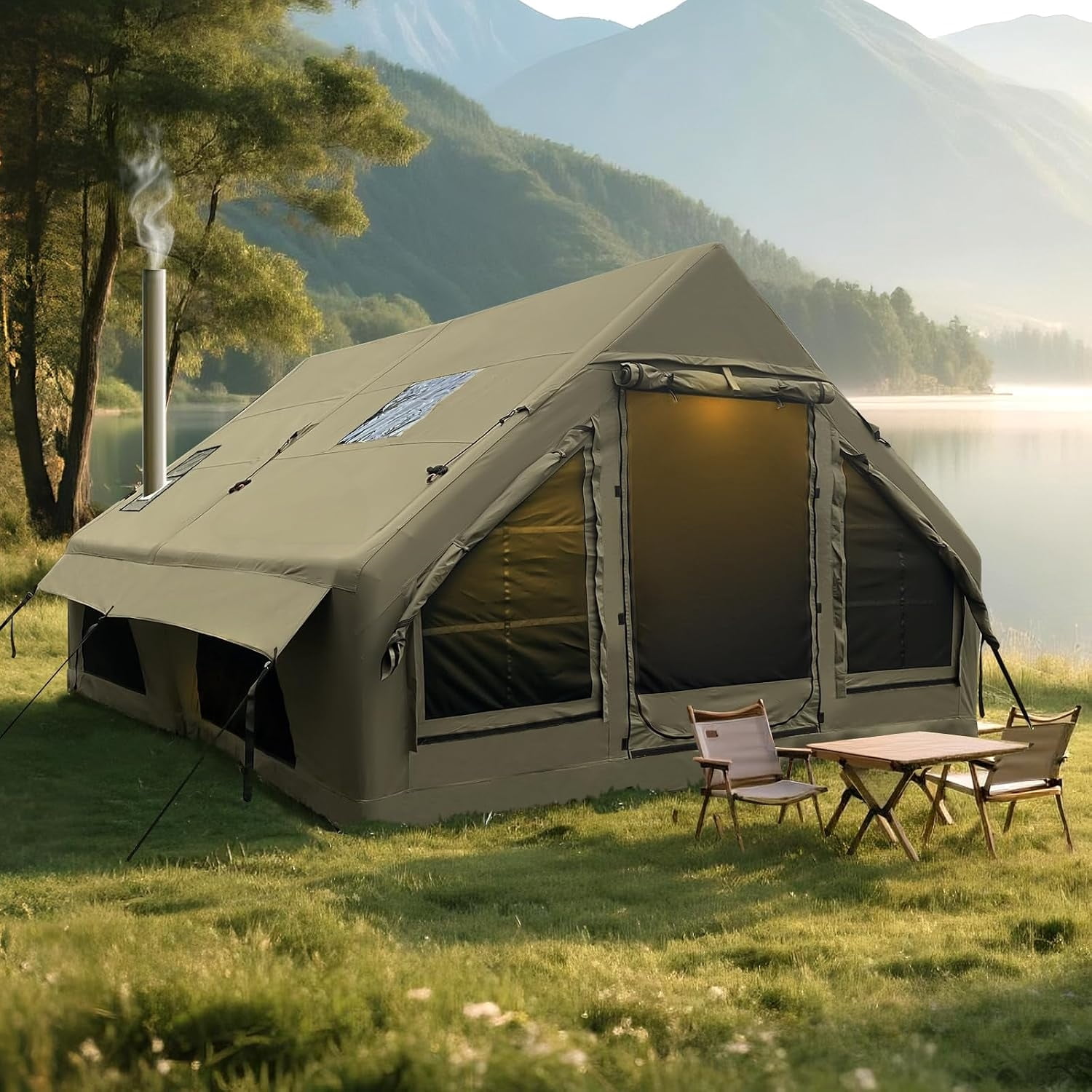 Luxury Inflatable Camping Tent,Wind & Rain Resistant,12㎡ Interior,2-10 ...