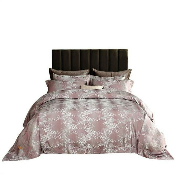 Luxury Jacquard Bedding Duvet Cover Set, Queen Size - Hollywood - 6 Piece