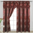 thumbnail image 1 of Luxury Jacquard Curtain Panel with Attached Waterfall Valance, 54 by 84-Inch Alexa Burgundy, 1 of 5
