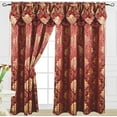thumbnail image 1 of Luxury Jacquard Curtain Panel with Attached Waterfall Valance, 54 by 84-Inch Angelina Burgundy (2-Panels), 1 of 4