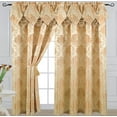thumbnail image 1 of Luxury Jacquard Curtain Panel with Attached Waterfall Valance, 54 by 84-Inch Angelina Beige, 1 of 4