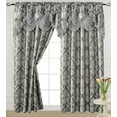 thumbnail image 1 of Luxury Jacquard Curtain Panel with Attached Waterfall Valance, 54 by 84-Inch Ashley Grey (1-Panel), 1 of 5