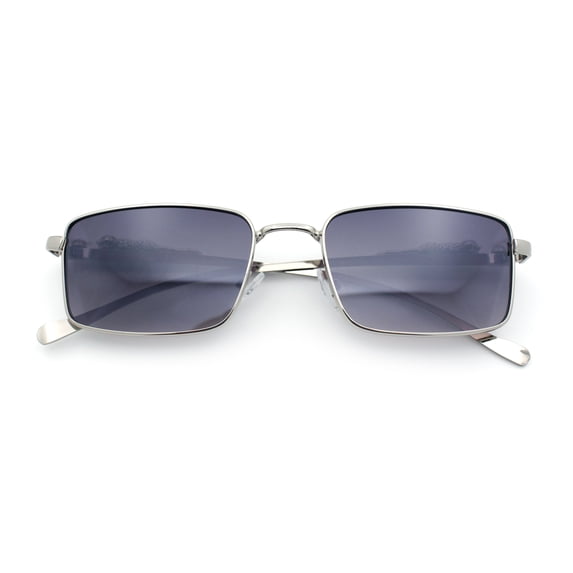 Luxury Jaguar Cougar Jewel Metal Arm Rectangle Hustler Sunglasses Silver - Smoke