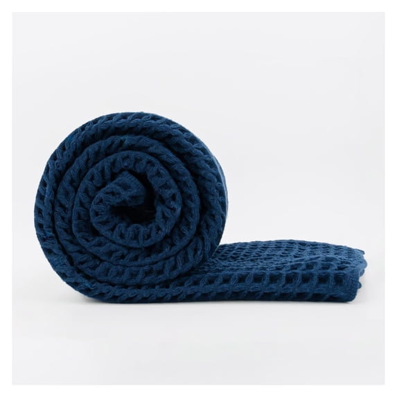 Luxury Japanese Cotton Waffle Bath Towel | Plush, Absorbent, and Quick Dry | Storage Bag Included (Ocean Blue, 55" x 34")