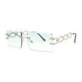 thumbnail image 1 of Luxury Jewel Large Chain Link Arm Rimless Rectangle Designer Sunglasses Gold - Green, 1 of 4