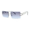 thumbnail image 1 of Luxury Jewel Large Chain Link Arm Rimless Rectangle Designer Sunglasses Silver - Purple Pink, 1 of 4