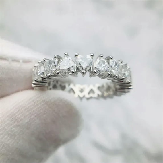 Luxury Jewelry Women Heart Cubic Zircon Wedding 925 Silver Ring Sz 6-10