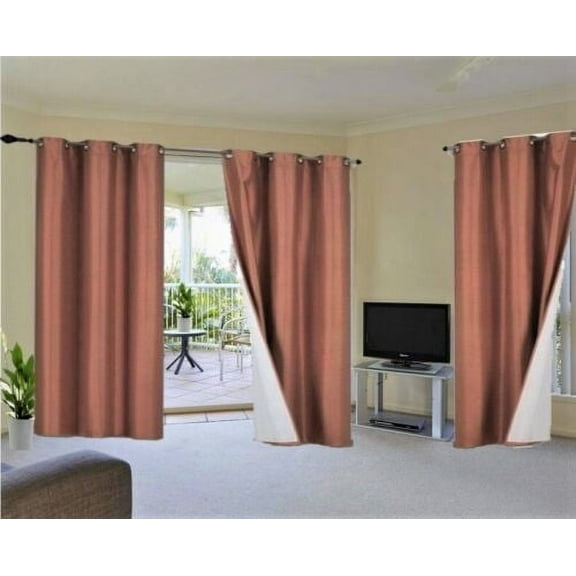 Luxury K72 1 Panel brick orange solid color thermal foam lined blackout heavy thick thermal window curtain drapes bronze grommets 108" Length