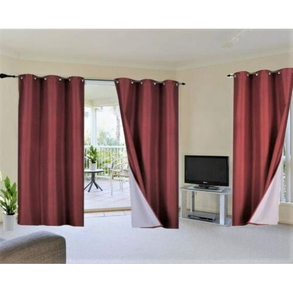 Luxury K72 1 Panel burgundy solid color thermal foam lined blackout heavy thick thermal window curtain drapes bronze grommets 108" Length