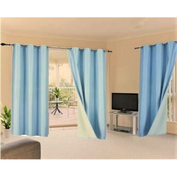 Luxury K72 1 Panel light blue solid color thermal foam lined blackout heavy thick thermal window curtain drapes bronze grommets 108" Length