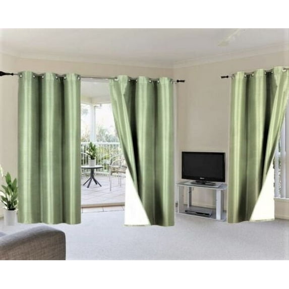 Luxury K72 1 Panel lime green solid color thermal foam lined blackout heavy thick thermal window curtain drapes bronze grommets 108" Length