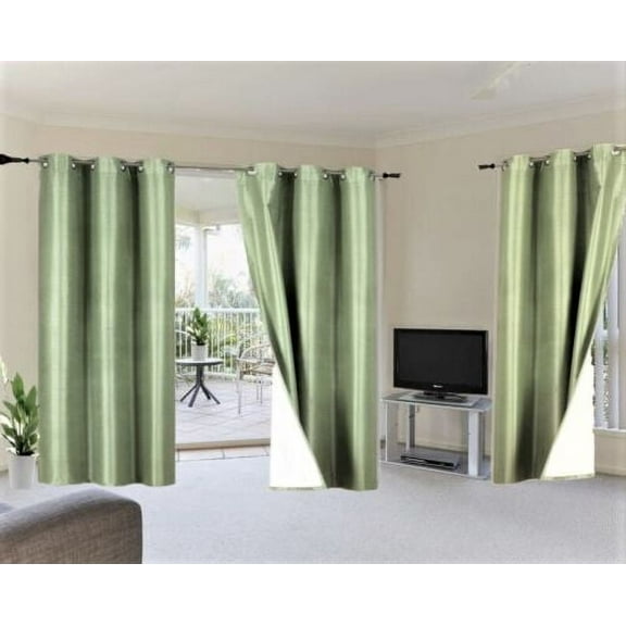 Luxury K72 1 Panel lime green solid color thermal foam lined blackout heavy thick thermal window curtain drapes bronze grommets 108" Length