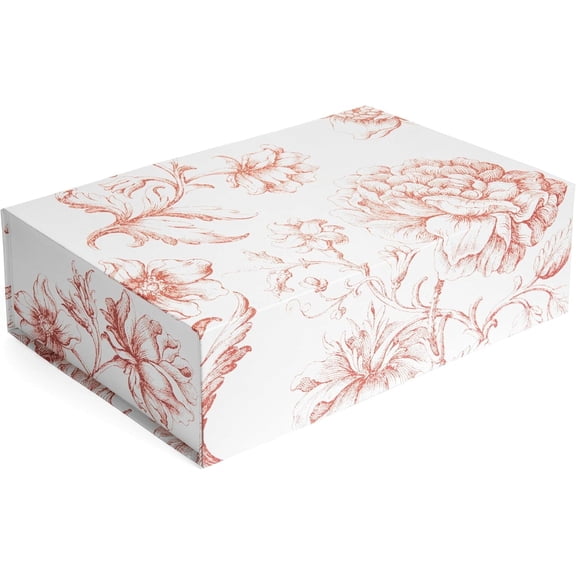 Luxury Keepsake Gift Box | Pink Floral Decorative Boxes with Magnetic Lids for Presents, Wedding Memory Box, and Bridal Gifts. 11.5" x 7.5" x 3.5"