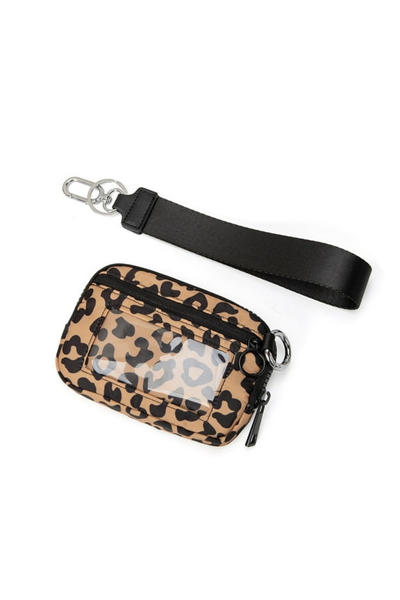 Luxury Keychain Wallet for Women Mini Zip Card Holder with ID Window, Coin Purse, Detachable Wristlet, Outdoor Sport Small Organizer Wallet, Checkered