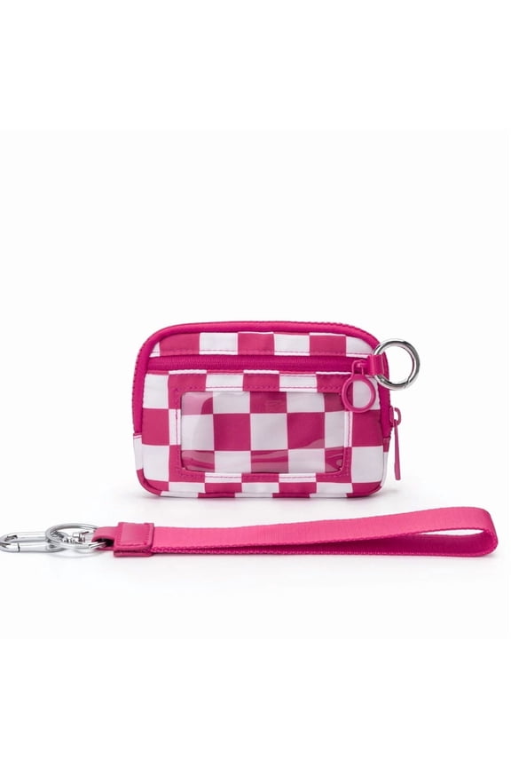 Luxury Keychain Wallet for Women Mini Zip Card Holder with ID Window, Coin Purse, Detachable Wristlet, Outdoor Sport Small Organizer Wallet, Checkered