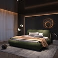 thumbnail image 1 of King Size Bed Frame, Luxury Upholstered Platform Bed With Comfy Padded Backrest, Oversize Platform Bed Frame With Solid Wood Frame, High Capacity, Suitable For Multiple Heights of Mattresses, Green, 1 of 9