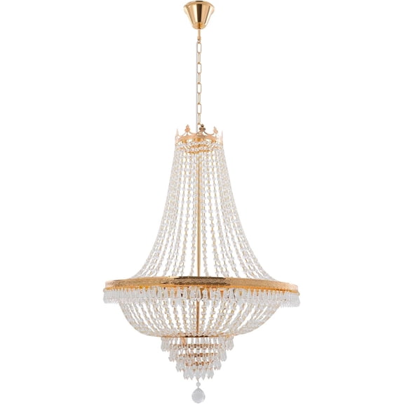 Luxury Large Crystal Chandelier, Modern 9-Lights Gold Round Foyer Chandelier with Crystal-Like Glass Pendants & Standard E12 Base Large Ceiling Chandelier for Kitchen Hallway Bar Hotel Restaurant