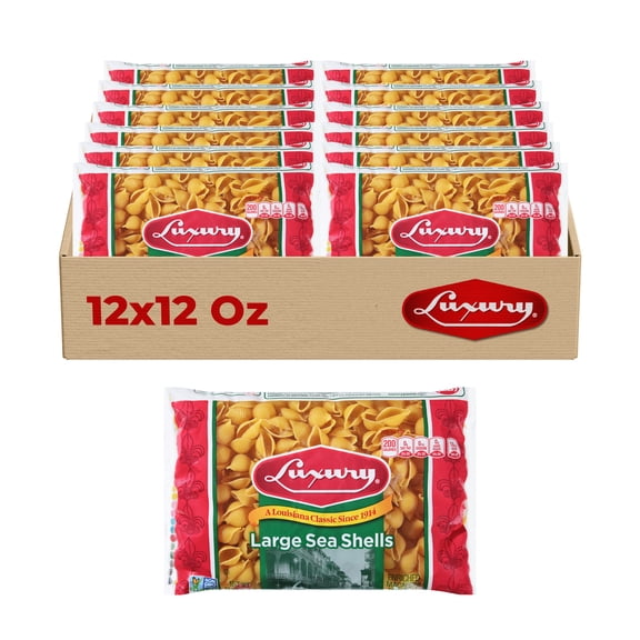 Luxury Large Pasta Sea Shells, 12-Pack (12 oz Each) Conchiglie Pasta for Stuffed Dishes, Bakes & Sauces